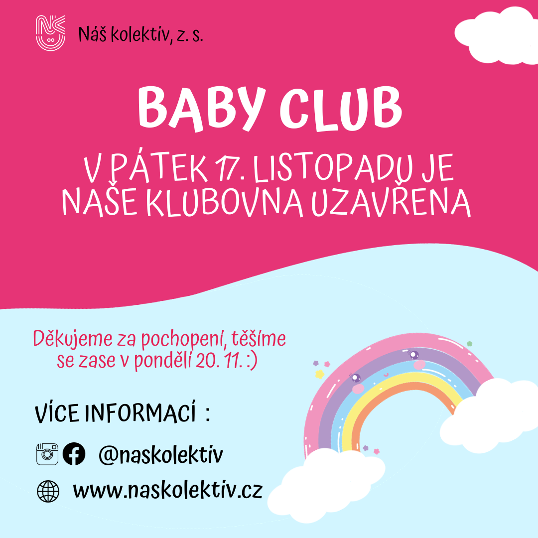 V pátek 17. 11. je klubovna uzavřena.